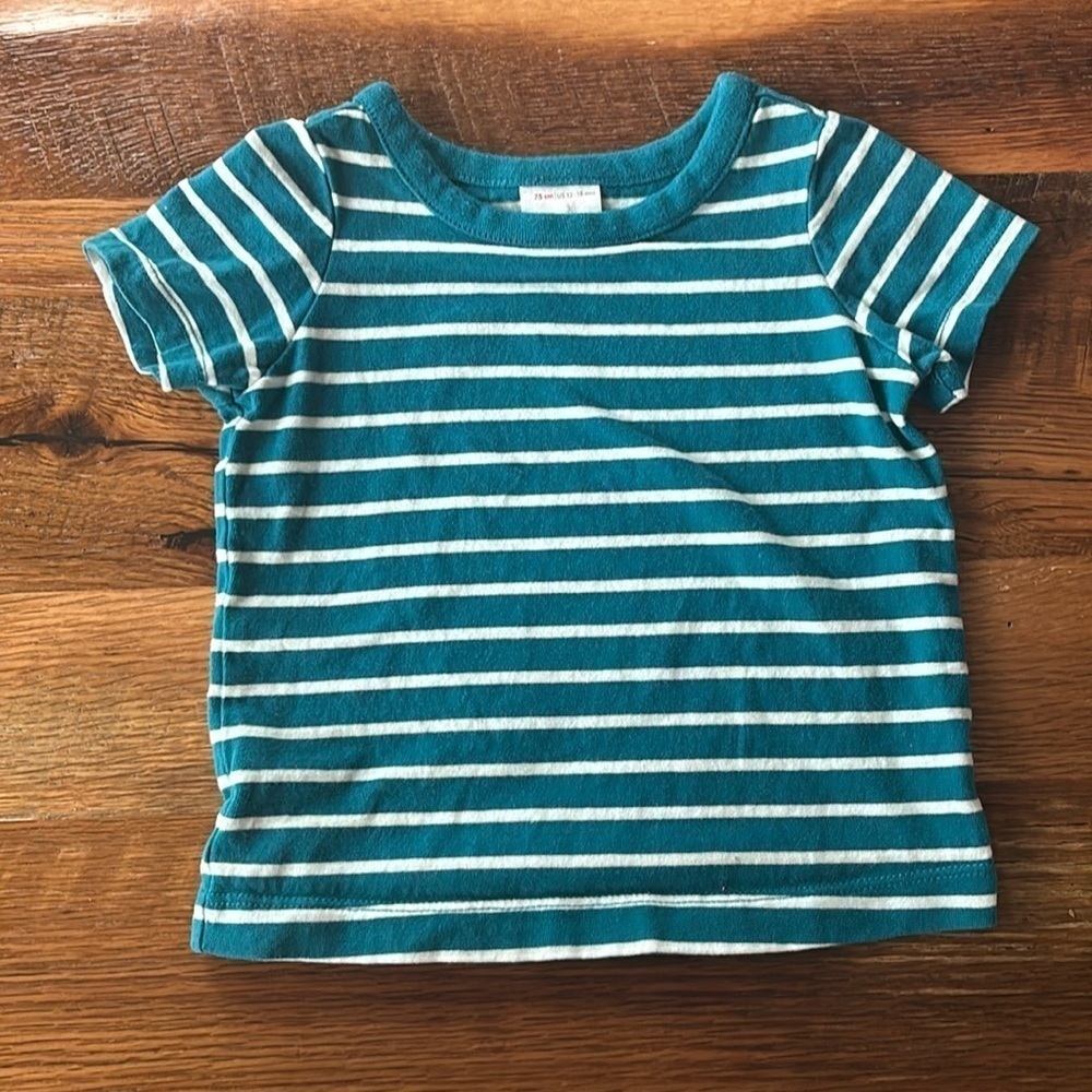 Hanna Andersson Boys turquoise | White Stripe T-Shirt size: 12-18 Months